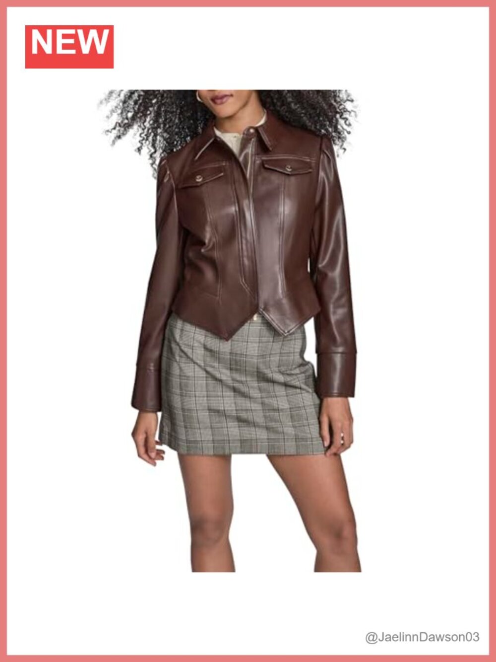 Faux Leather PU Moto Jacket Long Sleeve Zip Up Women's